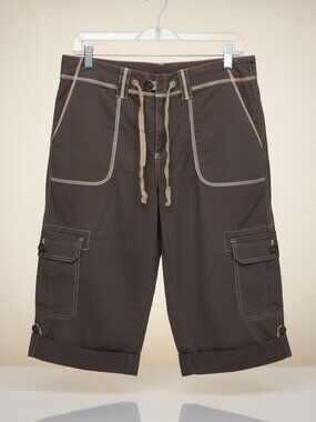 New w/out Tags Eddie Bauer Cargo Capris, Army Brown - Loose Fit Size 10